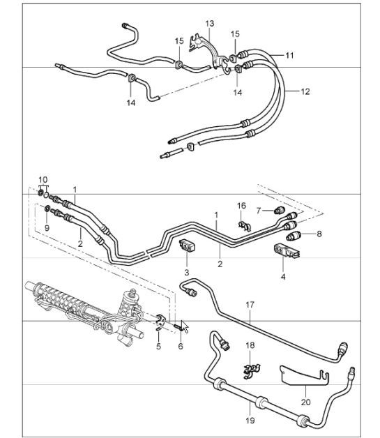 Diagram 403-01 Porsche Boxster 986/987/981（1997 年 - 2016 年） 前轴、转向 