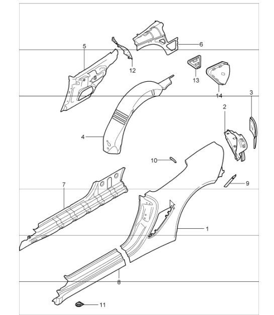 Diagram 801-50 Porsche Boxster 986/987/981 (1997-2016) Body