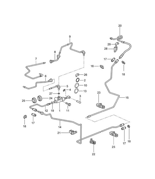 Diagram 702-008 Porsche Cayman 987C/981C (2005-2016) Hand Lever System, Pedal Cluster 