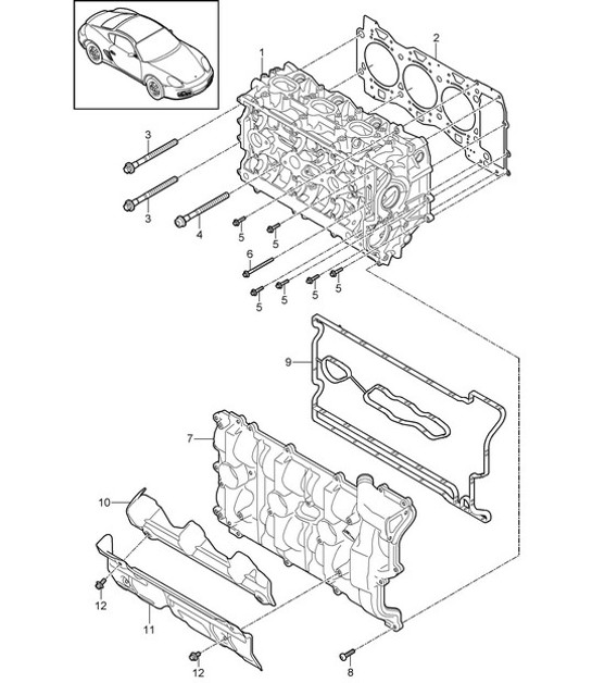 Diagram 103-000 Porsche Cayman 987C/981C (2005-2016) Motore