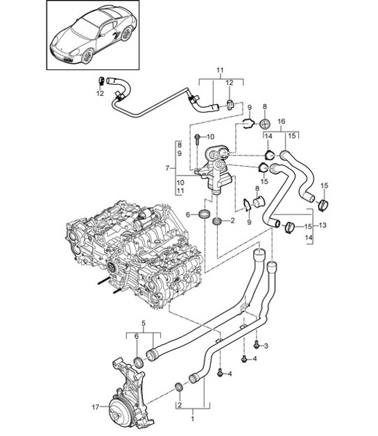 Diagram 105-005 Porsche Cayman 987C/981C (2005-2016) Motor