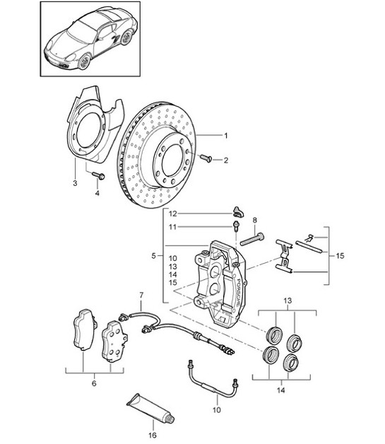 Diagram 602-000 Porsche Cayman 987C/981C (2005-2016) Wheels, Brakes