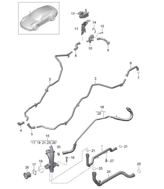 Diagram 105-005 Porsche 991 (911) MK1 2012-2016 Engine