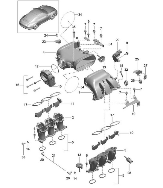 Diagram 107-012 Porsche 991 (911) MK1 2012-2016 Motor