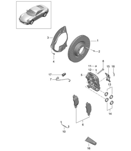 Diagram 602-000 Porsche 991 (911) MK1 2012-2016 Wheels, Brakes