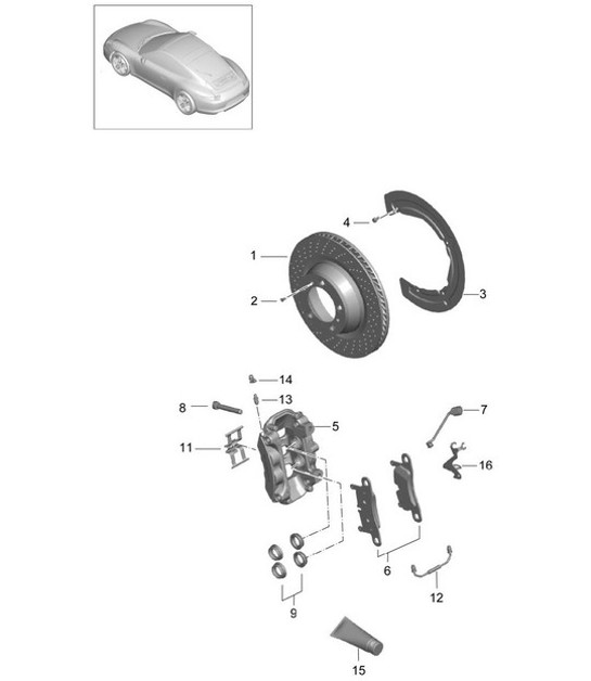 Diagram 603-000 Porsche 991 (911) MK1 2012-2016 Wielen, Remmen