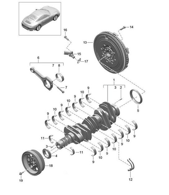 Diagram 102-000 Porsche 991 (911) MK2 2016-2019 Engine