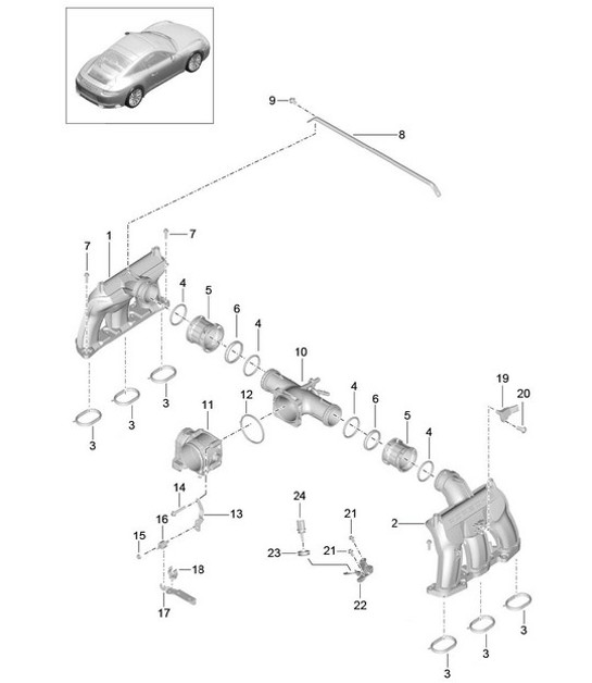 Diagram 107-005 Porsche 991 (911) MK2 2016-2019 Engine