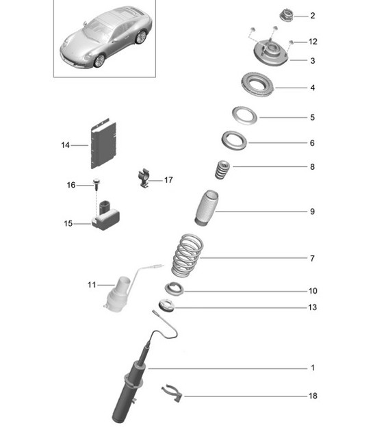 Diagram 402-000 Porsche 991 (911) MK2 2016-2018 Assale anteriore, sterzo 