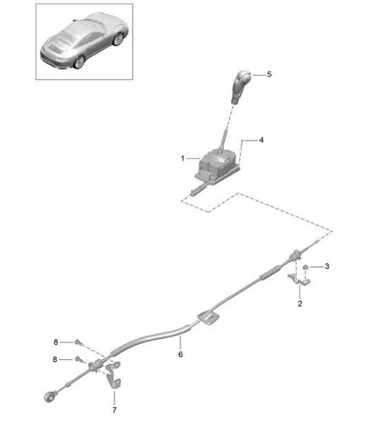 Diagram 701-001 Porsche 991 (911) MK2 2016-2019 Hand Lever System, Pedal Cluster 