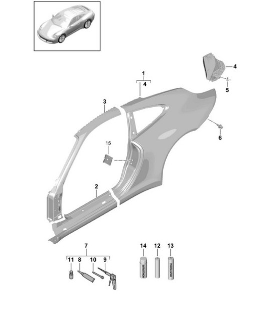 Diagram 801-056 Porsche 991 (911) MK2 2016-2019 Body