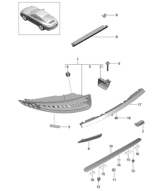 Diagram 905-005 Porsche 991 (911) MK2 2016-2018 Materiale elettrico