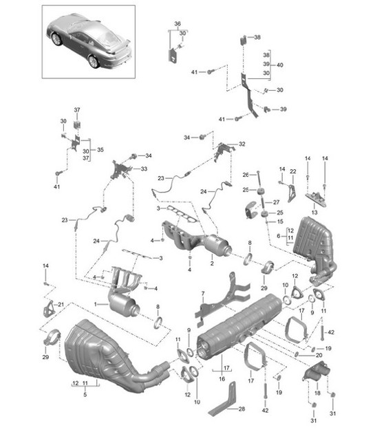 Diagram 202-000 Porsche 991 (911) MK1 2012-2016 Kraftstoffsystem, Abgassystem