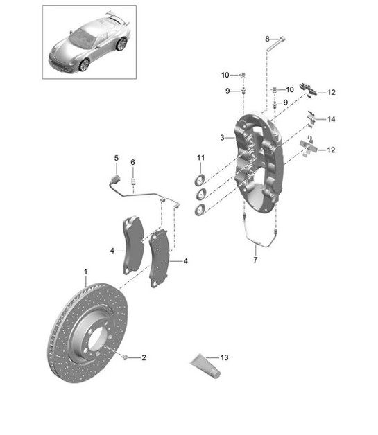 Diagram 602-000 Porsche 991 (911) MK1 2012-2016 Wheels, Brakes