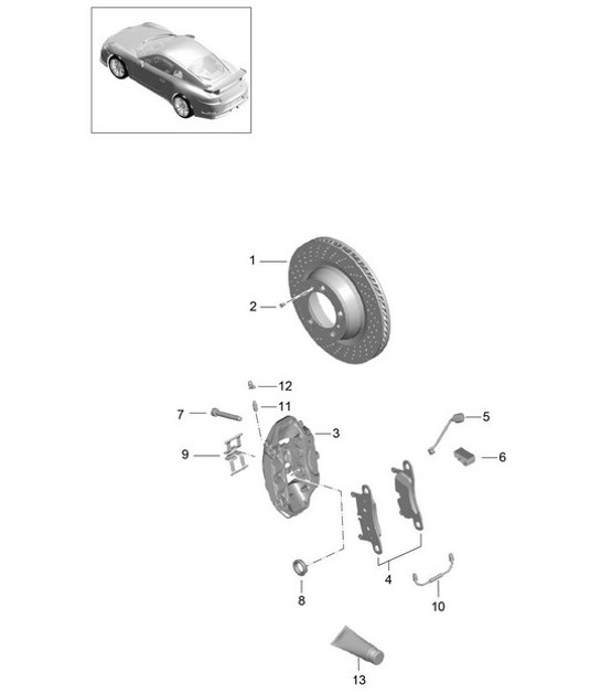 Diagram 603-010 Porsche 991 (911) MK2 2016-2019 Wheels, Brakes