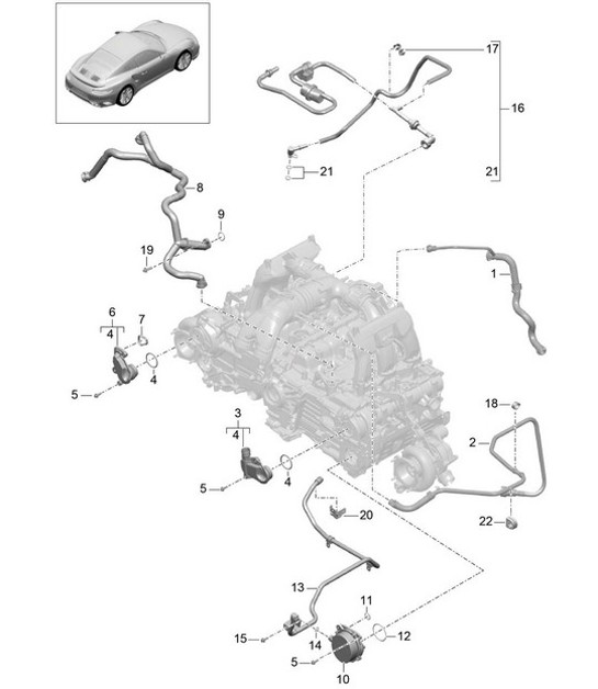 Diagram 104-010 Porsche 991 (911) MK1 2012-2016 Engine