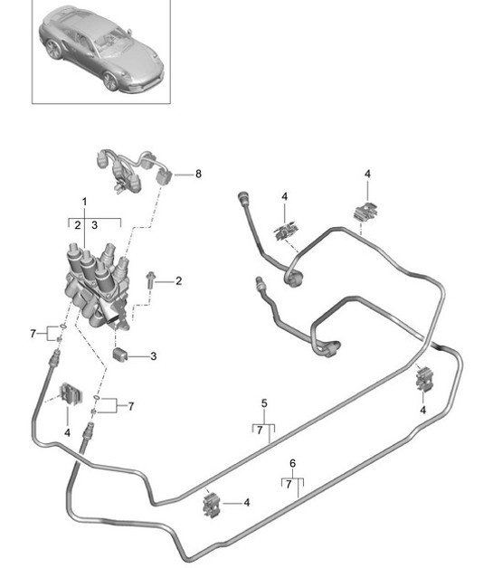 Diagram 402-022 Porsche 991 (911) MK2 2016-2019 Front Axle, Steering 