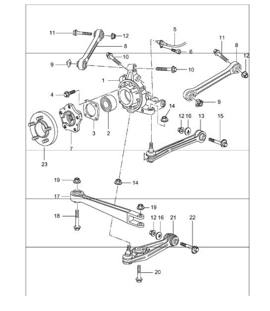 Diagram 501-00 Porsche 996 (911) (1997-2005) Essieu arrière