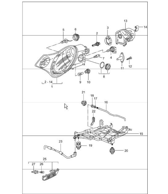 Diagram 905-02 Porsche 996 (911) (1997-2005) Équipement électrique