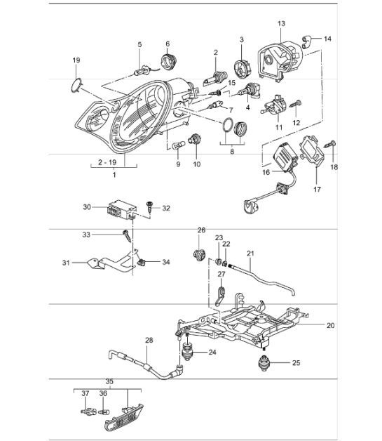 Diagram 905-03 Porsche 996 (911) (1997-2005) Materiale elettrico