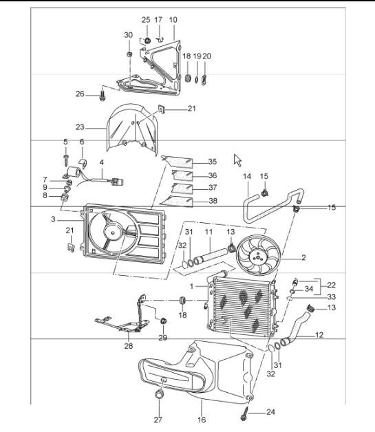 Diagram 105-15 Porsche 996 (911) (1997-2005) Motore