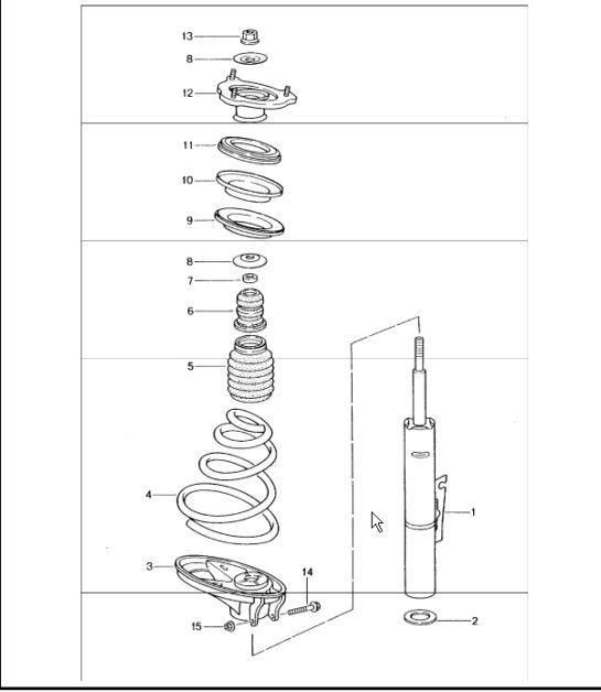 Diagram 402-00 Porsche 996 (911) (1997-2005) Front Axle, Steering 