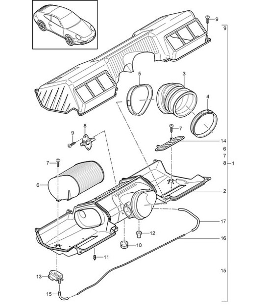 Diagram 106-000 Porsche 997（911）MK2 2009-2012 引擎