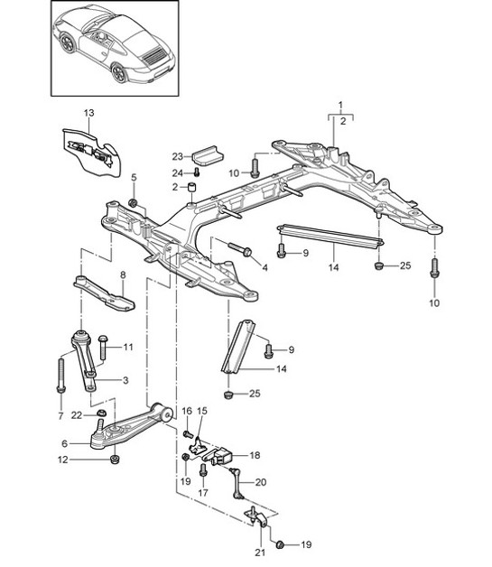 Diagram 401-000 Porsche 997 (911) MK2 2009-2012 Front Axle, Steering 