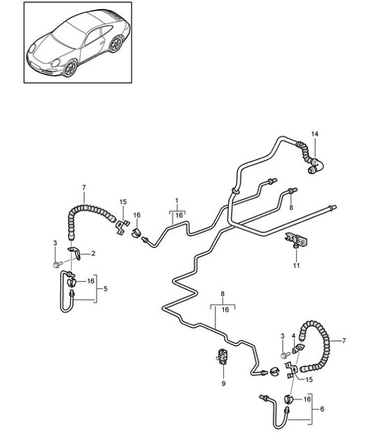 Diagram 604-015 Porsche 997 (911) MK2 2009-2012 Wheels, Brakes