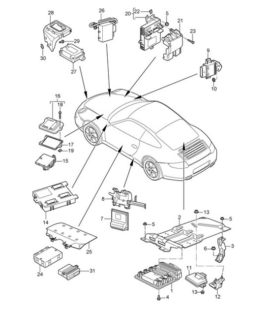 Diagram 901-003 Porsche 997 (911) MK2 2009-2012 Elektrische Ausrüstung