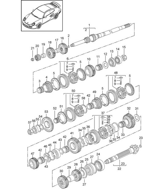 Diagram 303-011 Porsche 997 (911) MK2 2009-2012 Transmisión