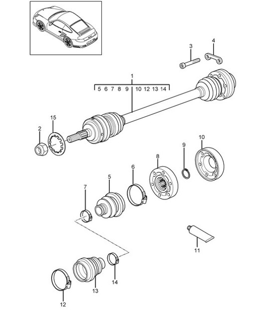 Diagram 401-010 Porsche 997 (911) MK2 2009-2012 Front Axle, Steering 