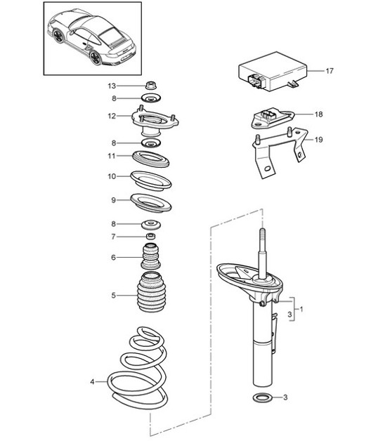 Diagram 402-000 Porsche 997 (911) MK2 2009-2012 Front Axle, Steering 