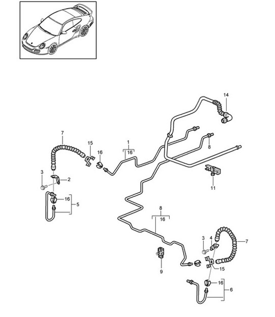 Diagram 604-015 Porsche 997 (911) MK2 2009-2012 Ruote, freni