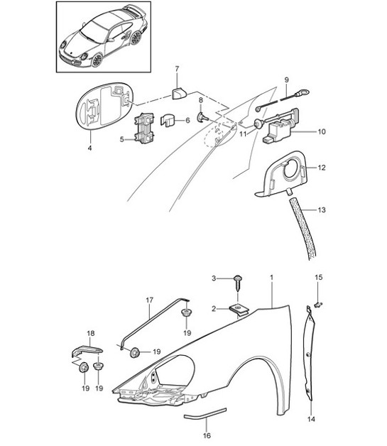 Diagram 801-040 Porsche 997 (911) MK2 2009-2012 Body