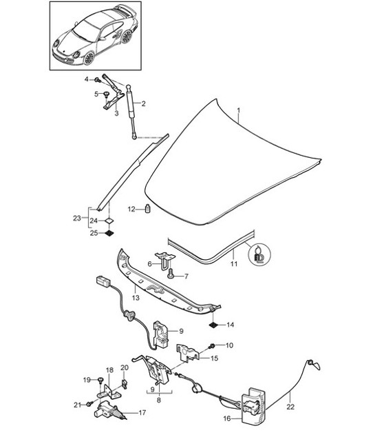 Diagram 803-000 Porsche 997 (911) MK2 2009-2012 Body