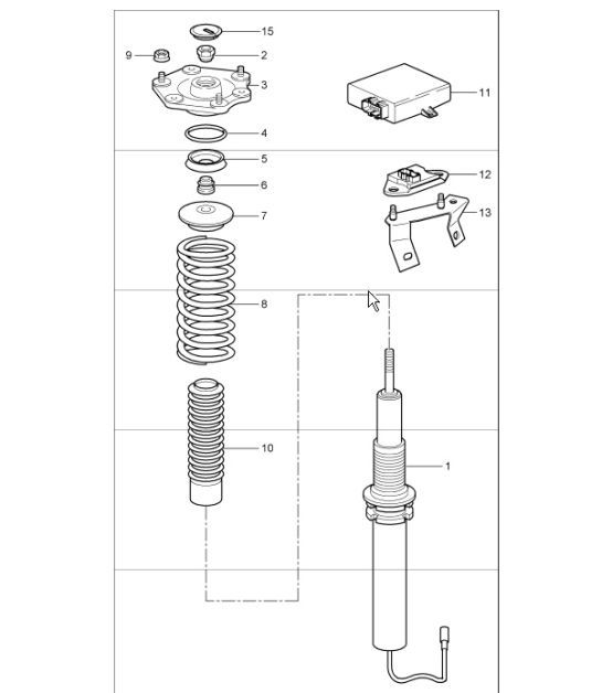 Diagram 402-01 Porsche 997 (911) MK1 2005-2008 Front Axle, Steering 