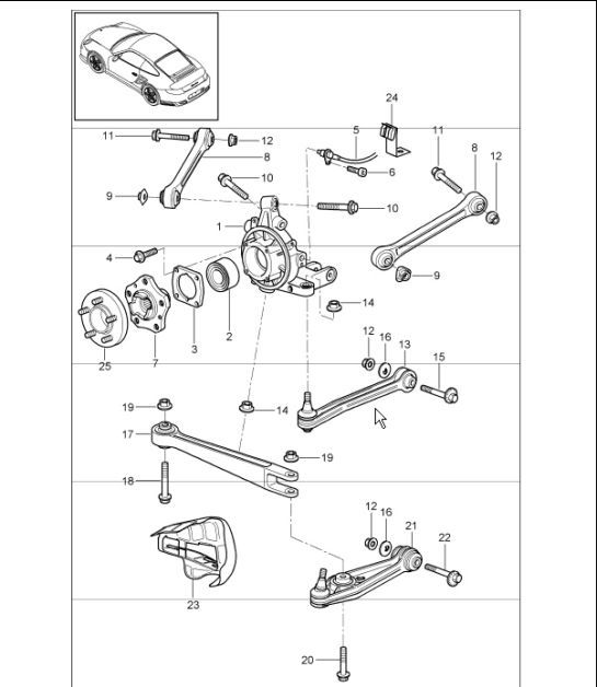 Diagram 501-00 Porsche 997（911）MK1 2005-2008 后轴