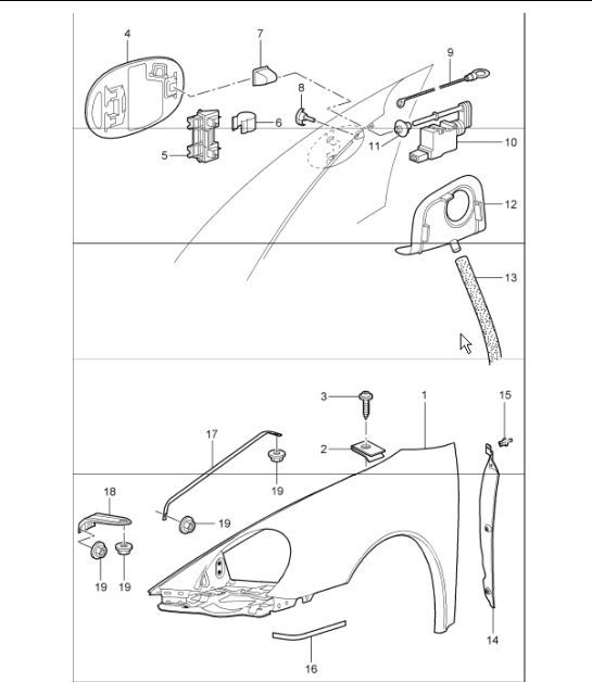 Diagram 801-40 Porsche 997 (911) MK1 2005-2008 Carrosserie