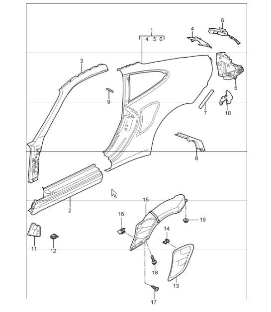 Diagram 801-55 Porsche 997 (911) MK1 2005-2008 Body