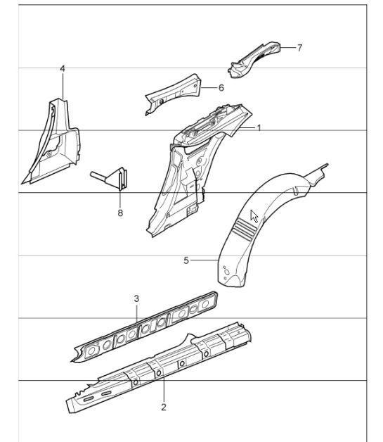 Diagram 801-60 Porsche 997 (911) MK1 2005-2008 Body