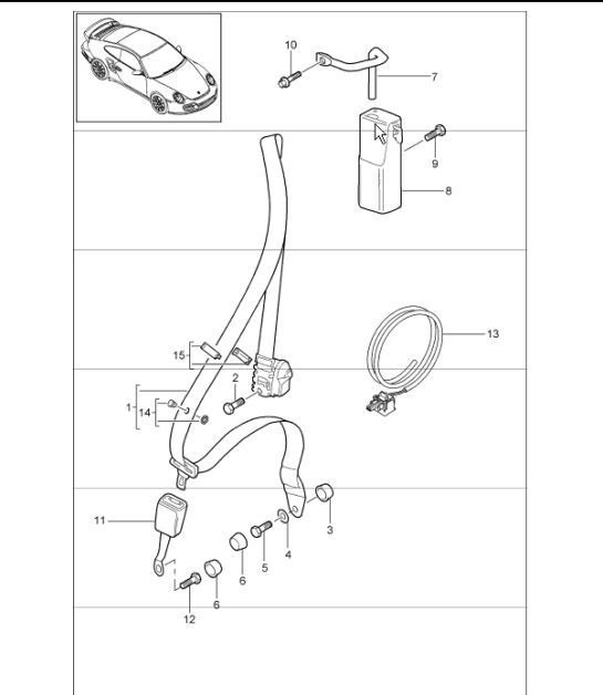 Diagram 812-01 Porsche 997 (911) MK1 2005-2008 Body