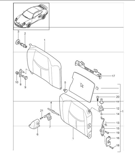 Diagram 817-75 Porsche 997 (911) MK1 2005-2008 Body