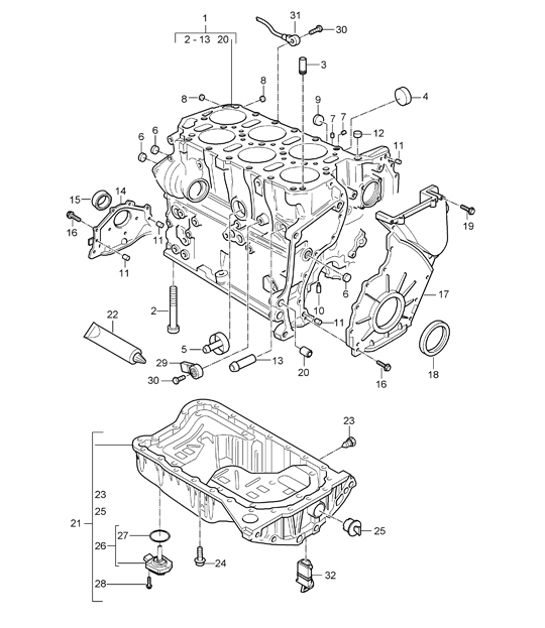 Diagram 101-05 Porsche Cayenne MK1 (955) 2003-2006 Moteur