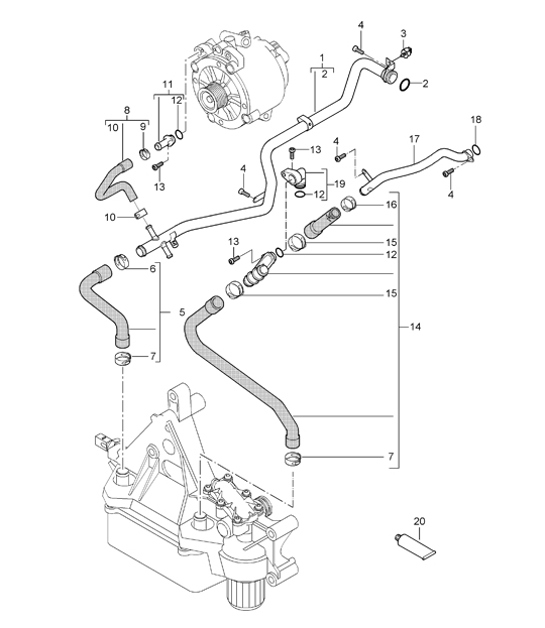 Diagram 105-10 Porsche Cayenne 9PA (955) 2003-2006 Engine