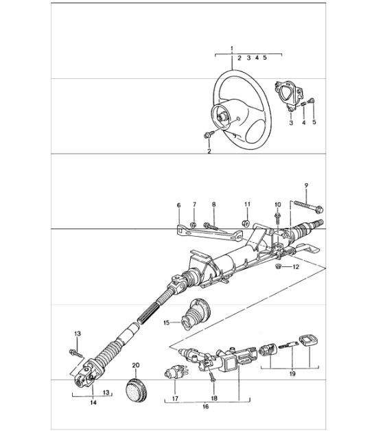 Diagram 403-05 Porsche 996 (911) (1997-2005) Vorderachse, Lenkung 