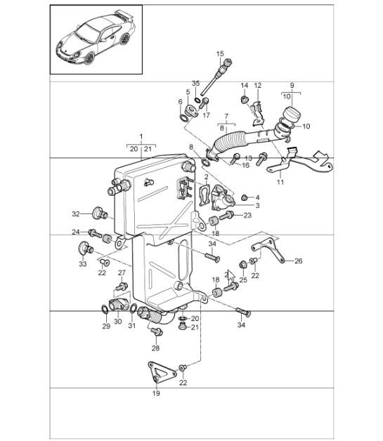 Diagram 104-07 Porsche 997 (911) MK1 2005-2008 Motor