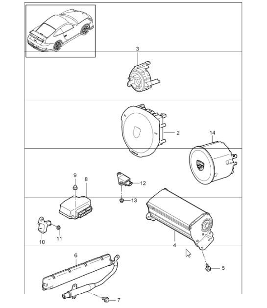 Diagram 403-06 Porsche 997 (911) MK1 2005-2008 Front Axle, Steering 