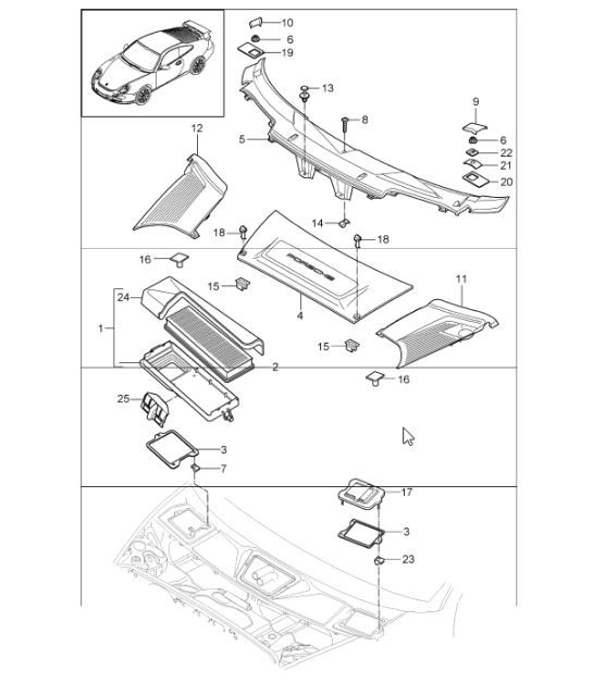 Diagram 813-20 Porsche 997 (911) MK1 2005-2008 Carrosserie