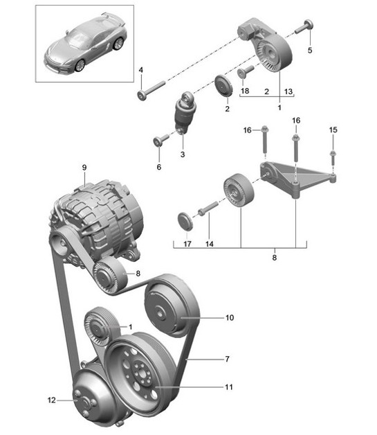 Diagram 101-010 Porsche Cayman 987C/981C (2005-2016) Motor